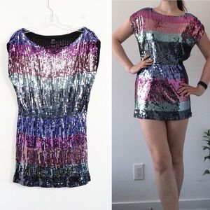 H&M striped sequined dress S mini sparkly sexy clubbing party shining event star